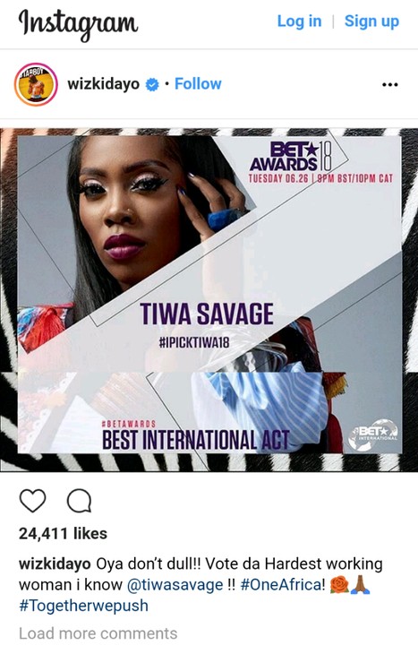 Vote For Tiwa Savage, She's The Hardest Working Woman I've Known - WizkidVote For Tiwa Savage, She's The Hardest Working Woman I've Known - Wizkid