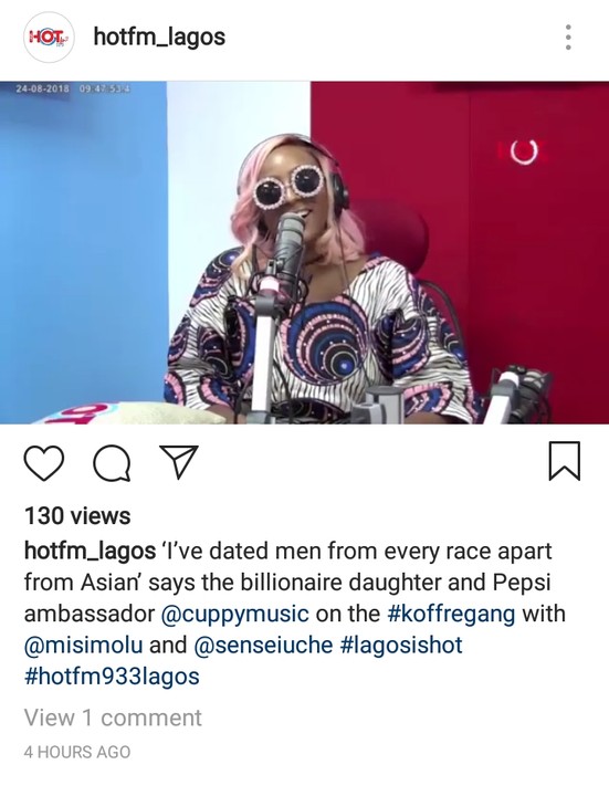 DJ Cuppy Claims To Have Dated Men From Every Race Apart From Asia