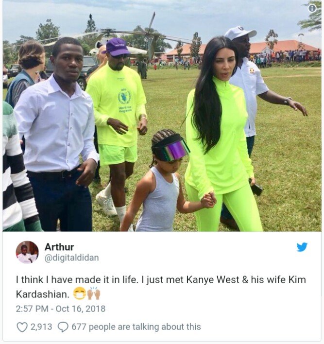 'I’ve Made It In Life' - Man Boasts As He Meets Kim & Kanye West In Uganda (Photo)