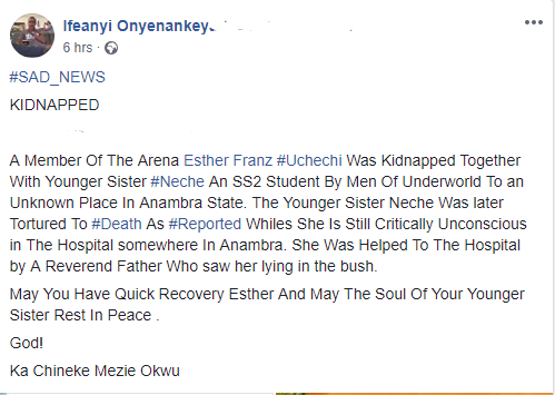 Two Sisters Kidnapped By Gunmen, One Tortured To Death. Photos 1